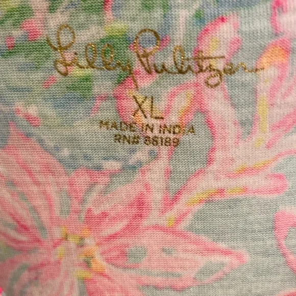 Lilly Pulitzer Green & Hot Pink Floral Flutter-Sleeve Tiered Dress - Picture 2 of 10